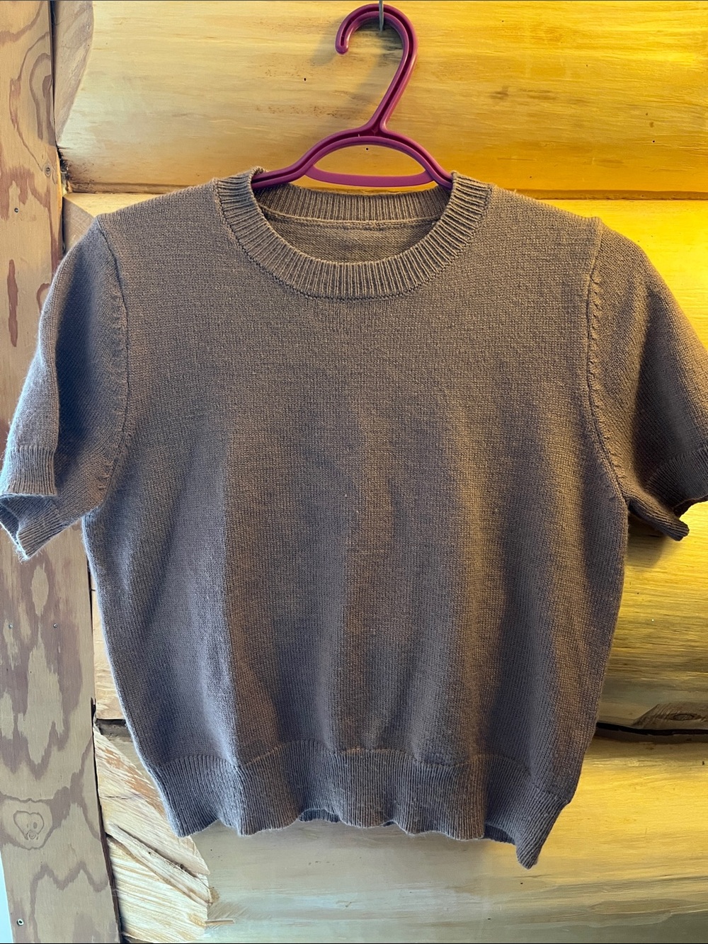 SHEIN Women's Short-Sleeve Crewneck Sweater in Taupe